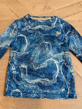 Reel Legends Boys Blue Marble-Print Long Sleeve Performance Size 2T Reel-Tec